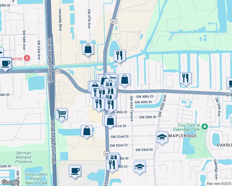map of restaurants, bars, coffee shops, grocery stores, and more near 4824 Southwest 45th Avenue in Fort Lauderdale