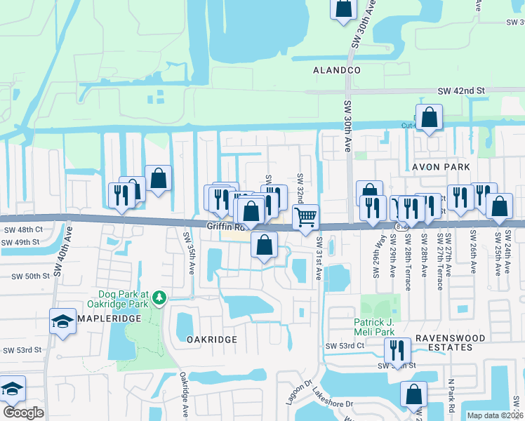 map of restaurants, bars, coffee shops, grocery stores, and more near 3340 Florida 818 in Fort Lauderdale