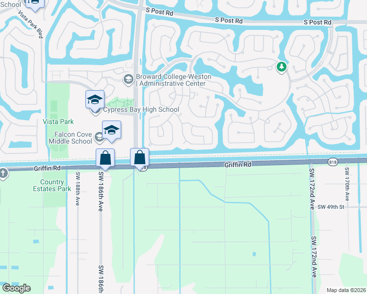 map of restaurants, bars, coffee shops, grocery stores, and more near 4275 Ironwood Court in Weston