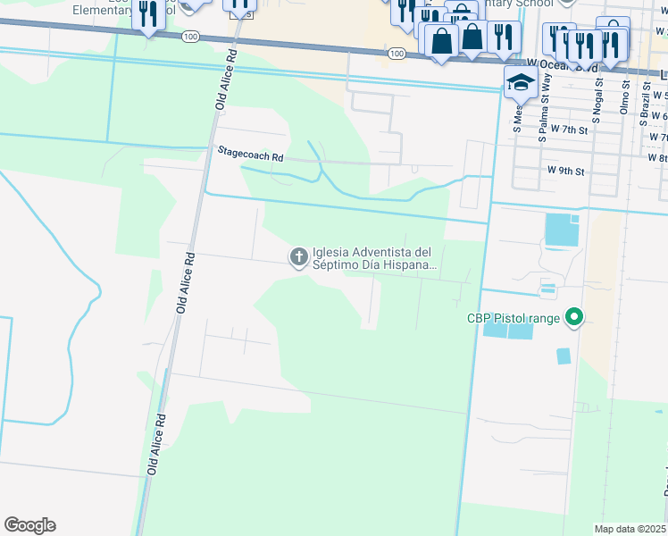 map of restaurants, bars, coffee shops, grocery stores, and more near 32945 Melon Drive in Los Fresnos