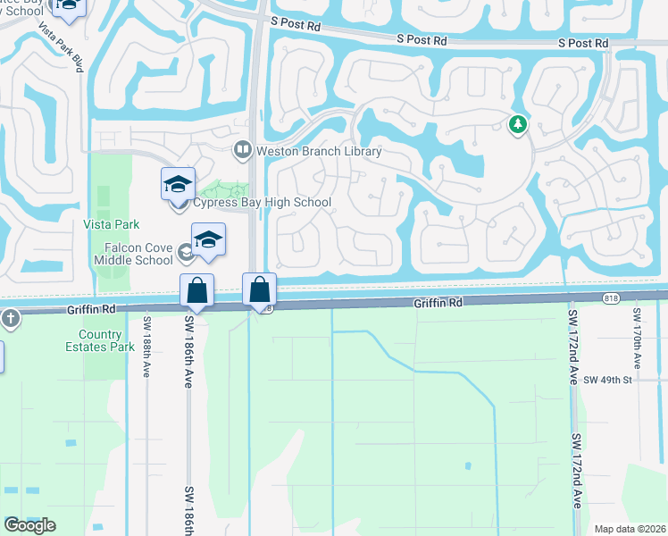 map of restaurants, bars, coffee shops, grocery stores, and more near 4268 Ironwood Court in Weston