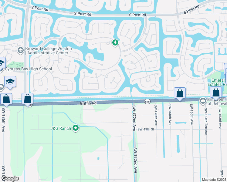 map of restaurants, bars, coffee shops, grocery stores, and more near 4269 Laurel Ridge Circle in Weston