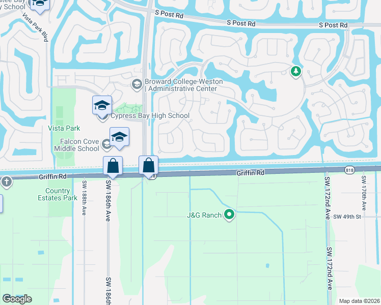 map of restaurants, bars, coffee shops, grocery stores, and more near 4268 Ironwood Court in Weston