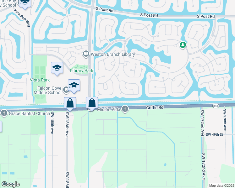 map of restaurants, bars, coffee shops, grocery stores, and more near 4268 Ironwood Court in Weston