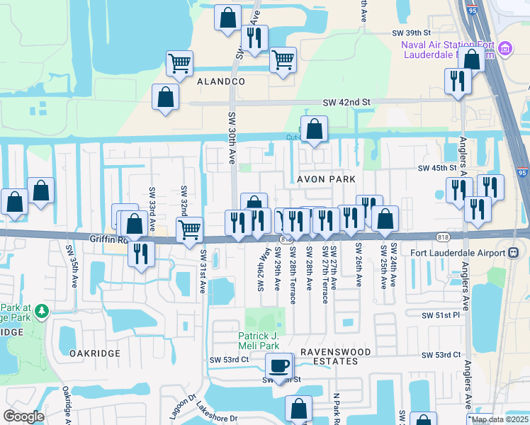 map of restaurants, bars, coffee shops, grocery stores, and more near 4608 Southwest 29th Terrace in Fort Lauderdale