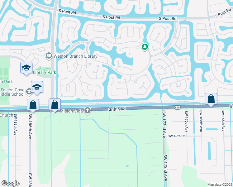 map of restaurants, bars, coffee shops, grocery stores, and more near 4315 Fox Ridge Drive in Weston