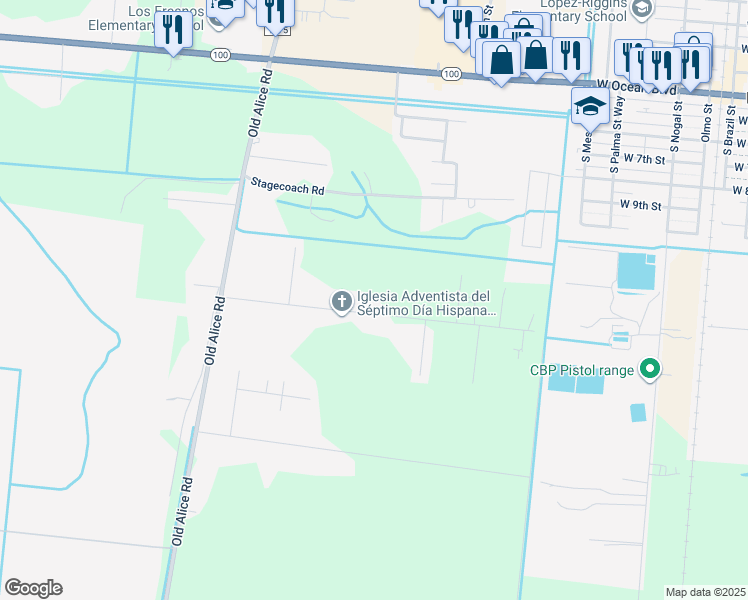 map of restaurants, bars, coffee shops, grocery stores, and more near 32945 Melon Drive in Los Fresnos
