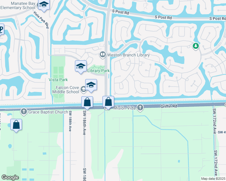 map of restaurants, bars, coffee shops, grocery stores, and more near 4411 Foxtail Lane in Weston