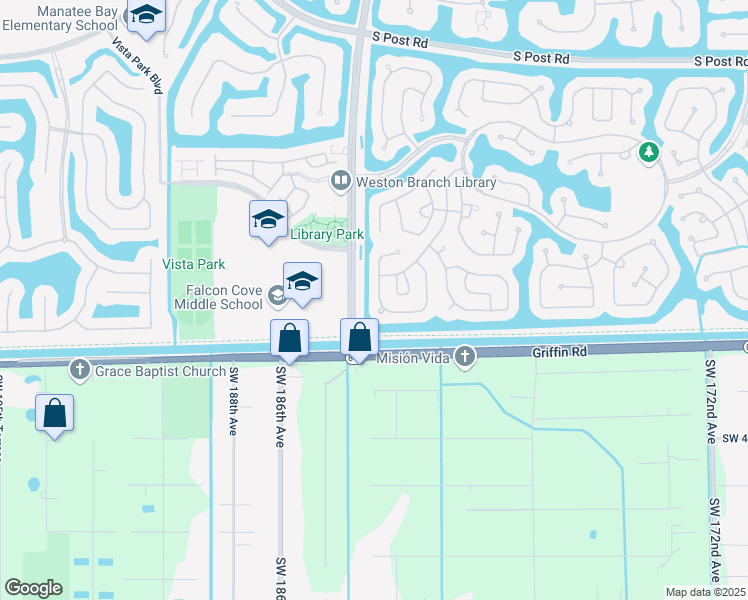 map of restaurants, bars, coffee shops, grocery stores, and more near 4411 Foxtail Lane in Weston