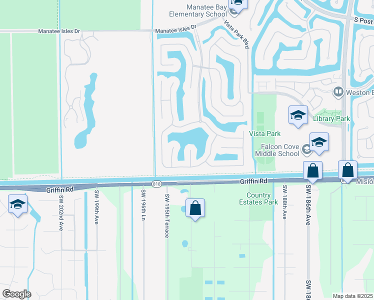 map of restaurants, bars, coffee shops, grocery stores, and more near 4377 Rainbow Ave in Weston