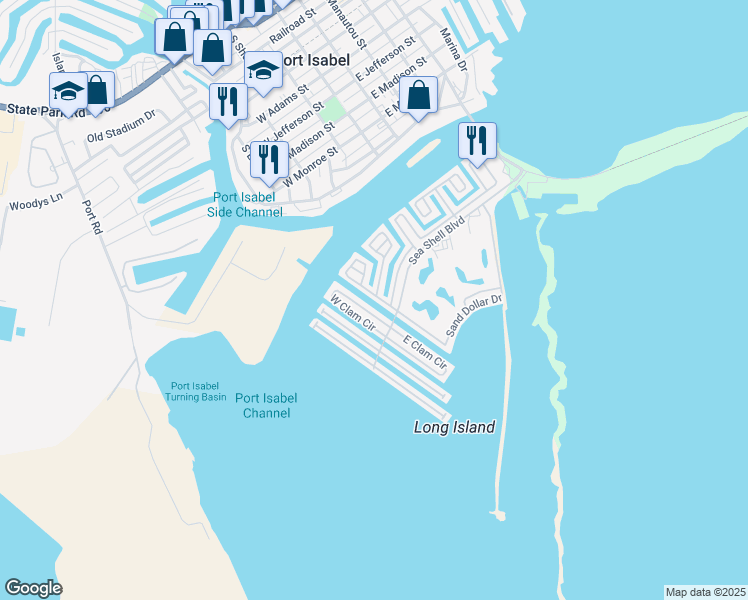 map of restaurants, bars, coffee shops, grocery stores, and more near 371 Sand Dollar Drive in Port Isabel