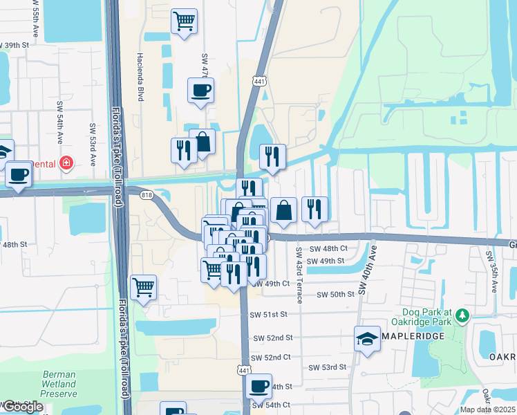 map of restaurants, bars, coffee shops, grocery stores, and more near 4581 Southwest 45th Court in Fort Lauderdale