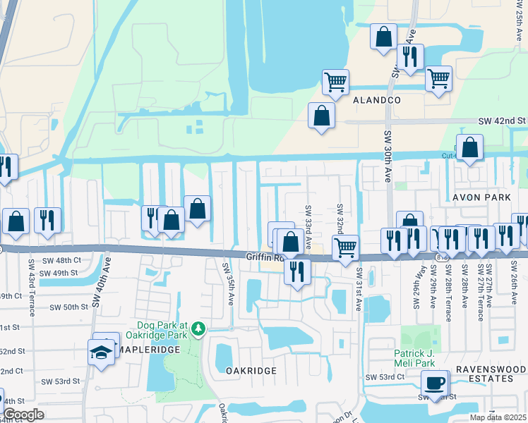 map of restaurants, bars, coffee shops, grocery stores, and more near 4471 Southwest 34th Drive in Fort Lauderdale