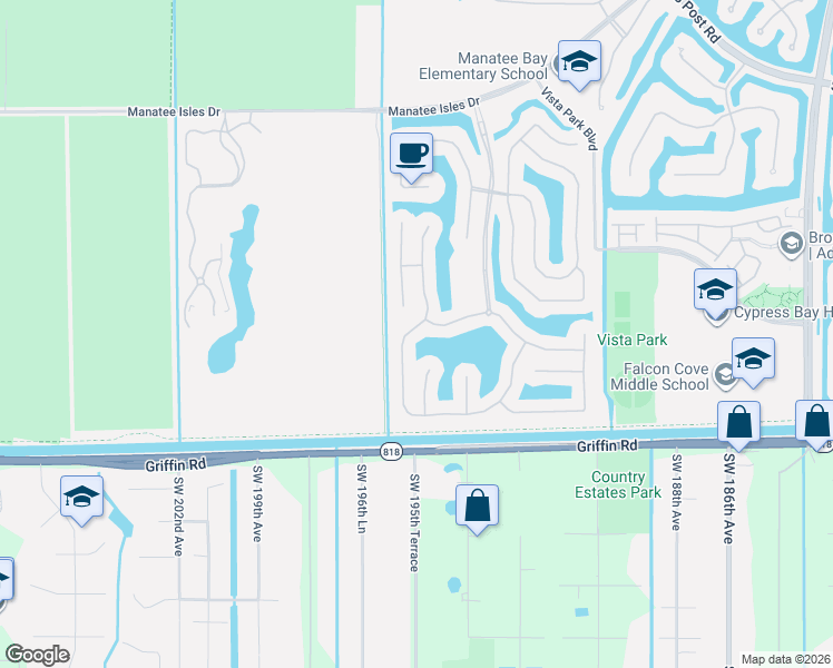 map of restaurants, bars, coffee shops, grocery stores, and more near 4338 West Whitewater Avenue in Weston