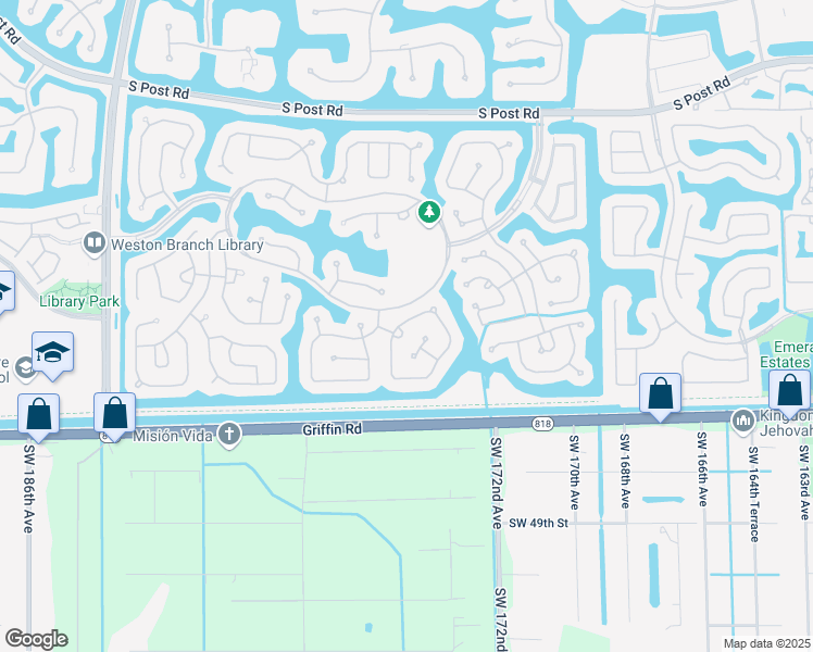 map of restaurants, bars, coffee shops, grocery stores, and more near 4122 Laurel Ridge Circle in Weston