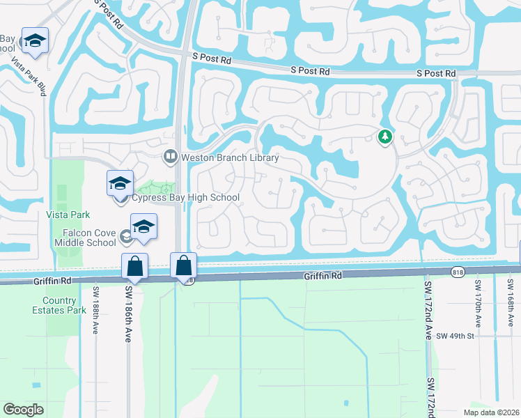 map of restaurants, bars, coffee shops, grocery stores, and more near 4134 Staghorn Lane in Weston