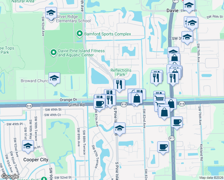 map of restaurants, bars, coffee shops, grocery stores, and more near 4418 Morgan Lane in Fort Lauderdale