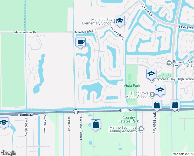 map of restaurants, bars, coffee shops, grocery stores, and more near 19373 Stonebrook Street in Weston