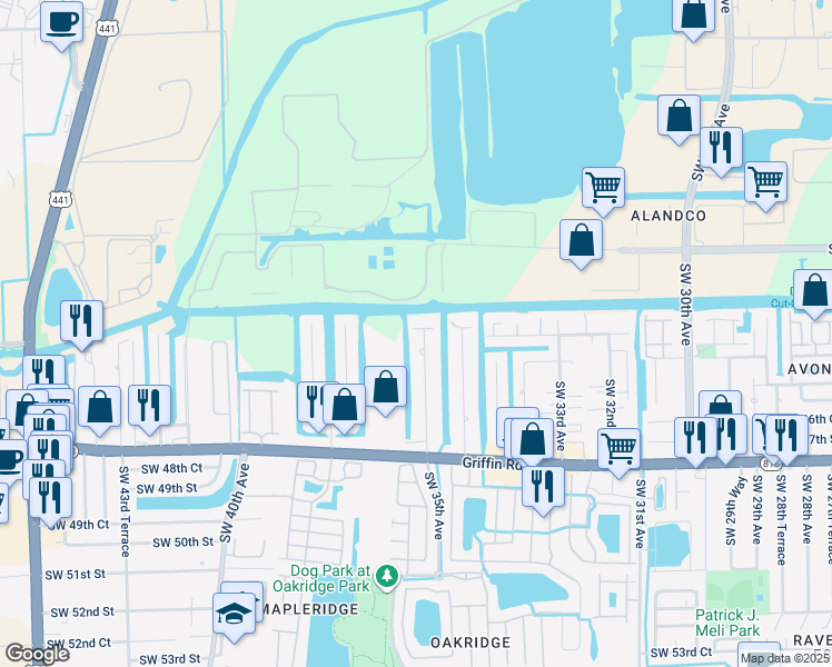 map of restaurants, bars, coffee shops, grocery stores, and more near 4417 Southwest 35th Avenue in Fort Lauderdale