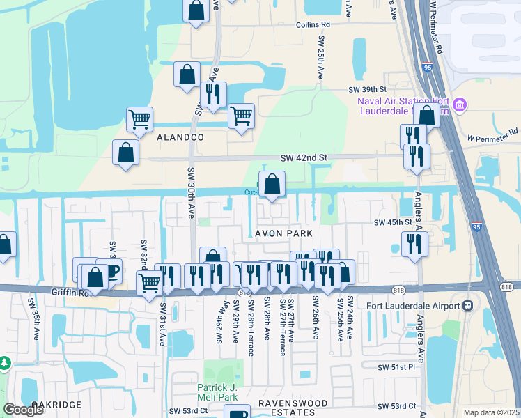 map of restaurants, bars, coffee shops, grocery stores, and more near 2710 Treasure Cove Circle in Fort Lauderdale