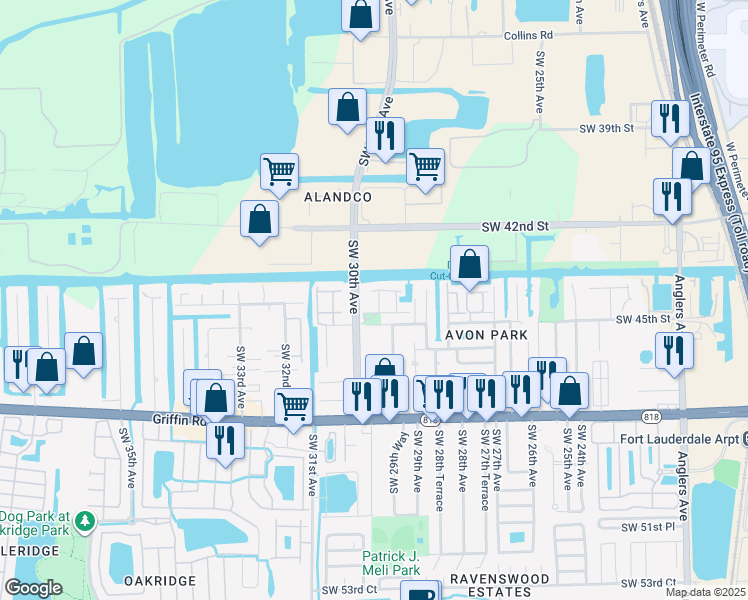 map of restaurants, bars, coffee shops, grocery stores, and more near 2987 Northwest 45th Avenue in Fort Lauderdale