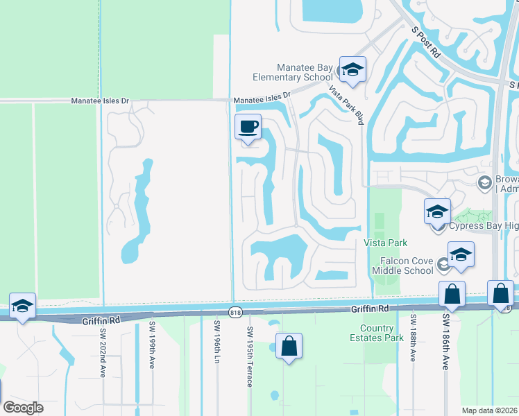 map of restaurants, bars, coffee shops, grocery stores, and more near 4074 West Whitewater Avenue in Weston