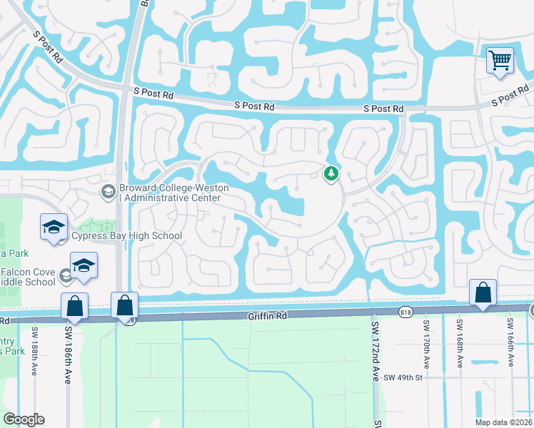 map of restaurants, bars, coffee shops, grocery stores, and more near 4029 Turnstone Court in Weston