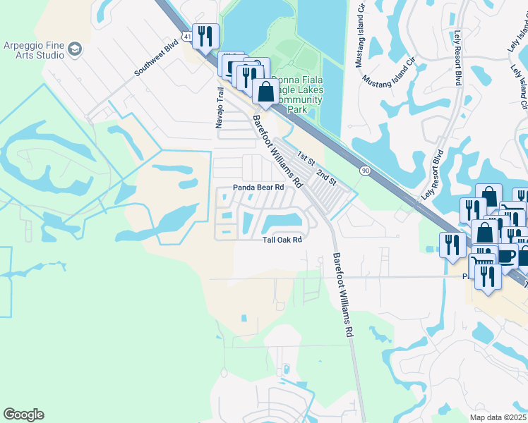 map of restaurants, bars, coffee shops, grocery stores, and more near 650 Grizzly Bear Road in Naples