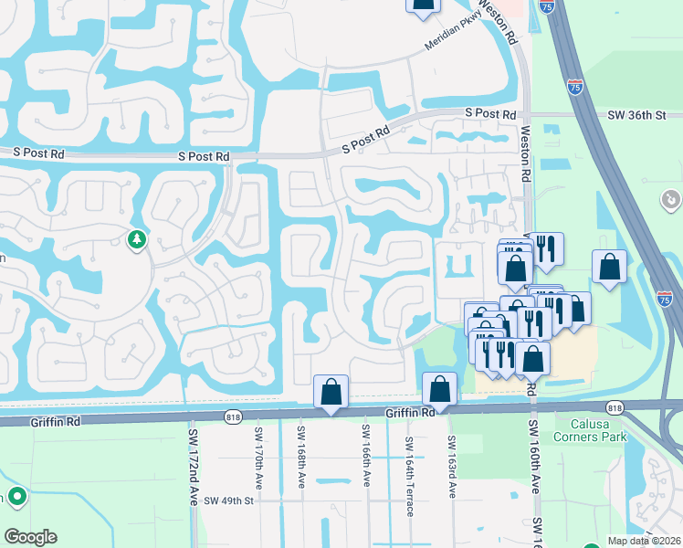 map of restaurants, bars, coffee shops, grocery stores, and more near 4133 Sapphire Terrace in Weston