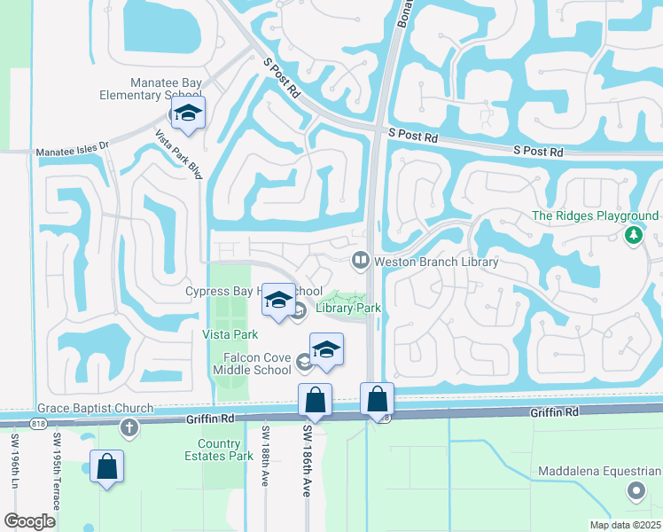 map of restaurants, bars, coffee shops, grocery stores, and more near 4321 Vineyard Circle in Weston
