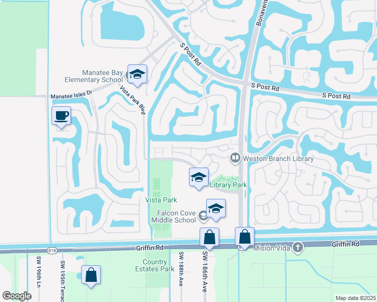 map of restaurants, bars, coffee shops, grocery stores, and more near 4138 Forest Drive in Weston
