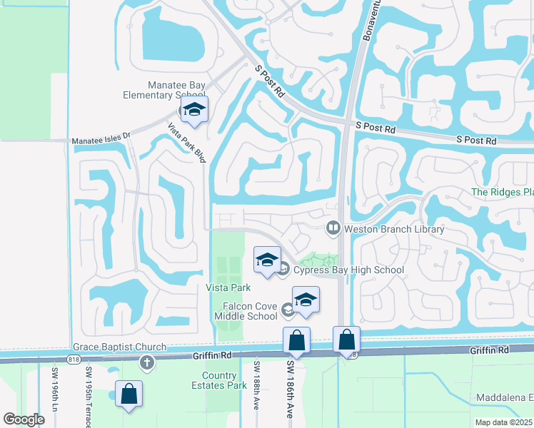 map of restaurants, bars, coffee shops, grocery stores, and more near 3917 Tree Top Drive in Weston