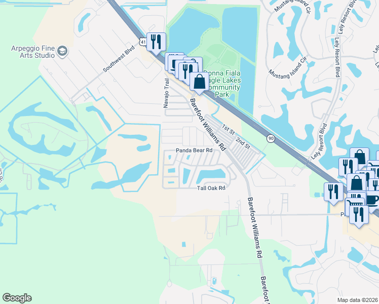 map of restaurants, bars, coffee shops, grocery stores, and more near 16 Natchez Trail in Naples