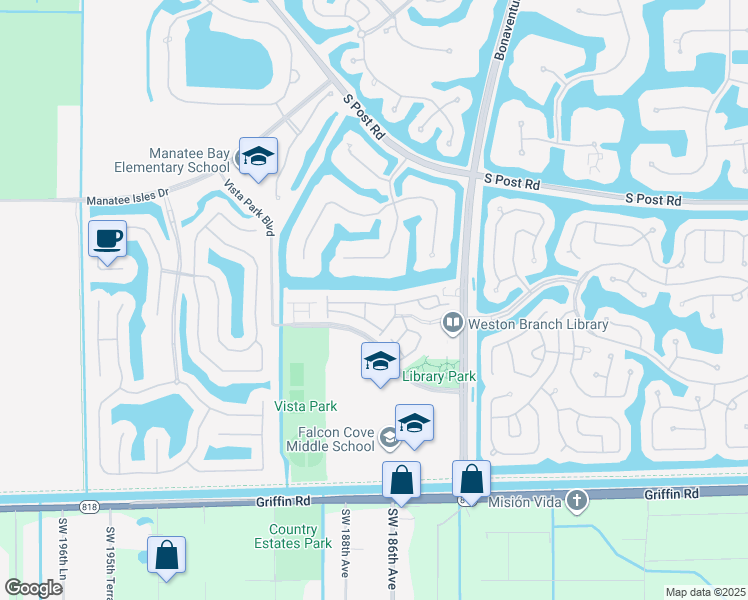 map of restaurants, bars, coffee shops, grocery stores, and more near 3869 Tree Top Drive in Weston