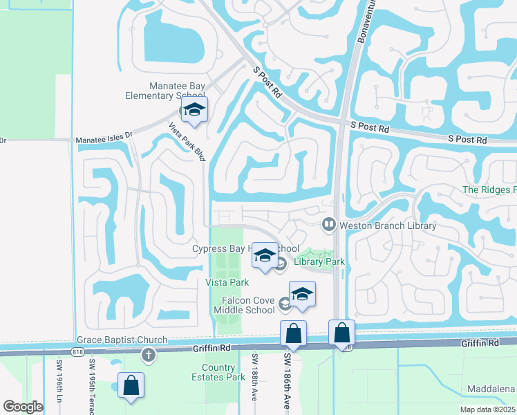 map of restaurants, bars, coffee shops, grocery stores, and more near 3917 Tree Top Drive in Weston