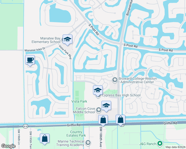 map of restaurants, bars, coffee shops, grocery stores, and more near 3917 Tree Top Drive in Weston