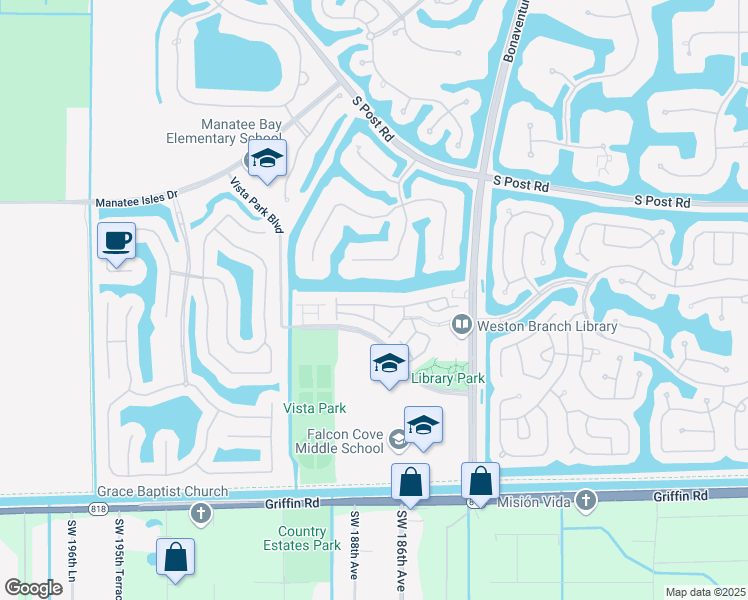 map of restaurants, bars, coffee shops, grocery stores, and more near 3917 Tree Top Drive in Weston