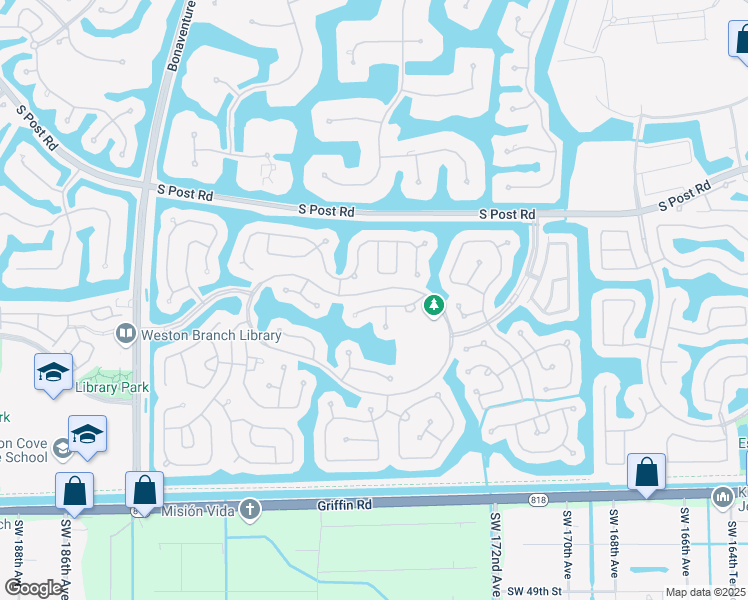 map of restaurants, bars, coffee shops, grocery stores, and more near 3967 Nighthawk Drive in Weston