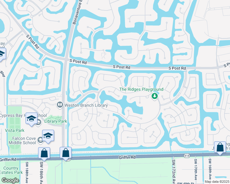 map of restaurants, bars, coffee shops, grocery stores, and more near 3929 Osprey Court in Weston