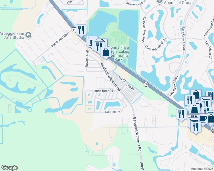 map of restaurants, bars, coffee shops, grocery stores, and more near 16 Natchez Trail in Naples