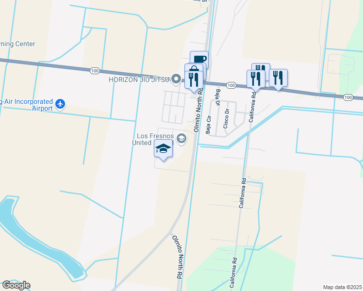 map of restaurants, bars, coffee shops, grocery stores, and more near 33790 Farm to Market Road 803 in San Benito