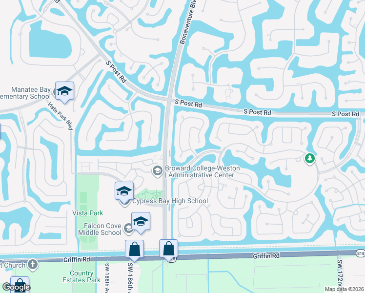 map of restaurants, bars, coffee shops, grocery stores, and more near 3731 Oak Ridge Circle in Weston