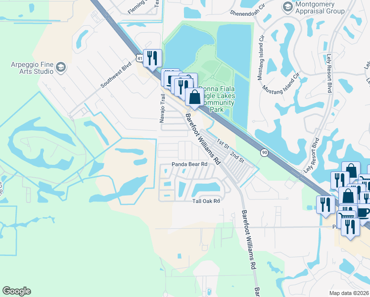 map of restaurants, bars, coffee shops, grocery stores, and more near 16 Natchez Trail in Naples