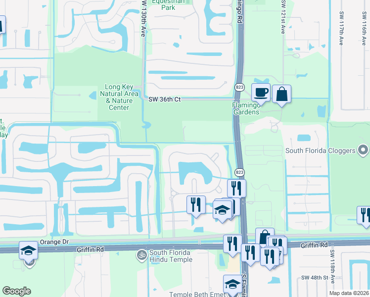 map of restaurants, bars, coffee shops, grocery stores, and more near 12705 Winners Circle in Davie