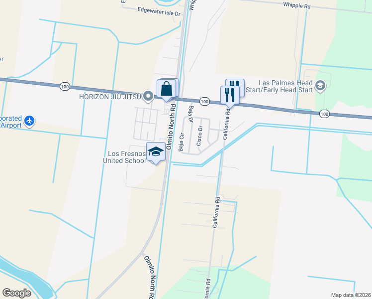 map of restaurants, bars, coffee shops, grocery stores, and more near 1964 Baja Dr in Los Fresnos