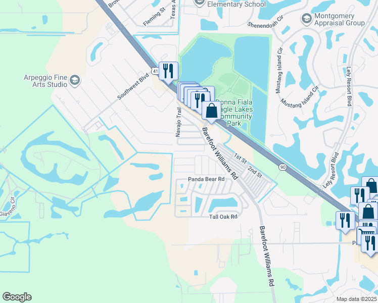 map of restaurants, bars, coffee shops, grocery stores, and more near 26 Abilene Trail in Naples