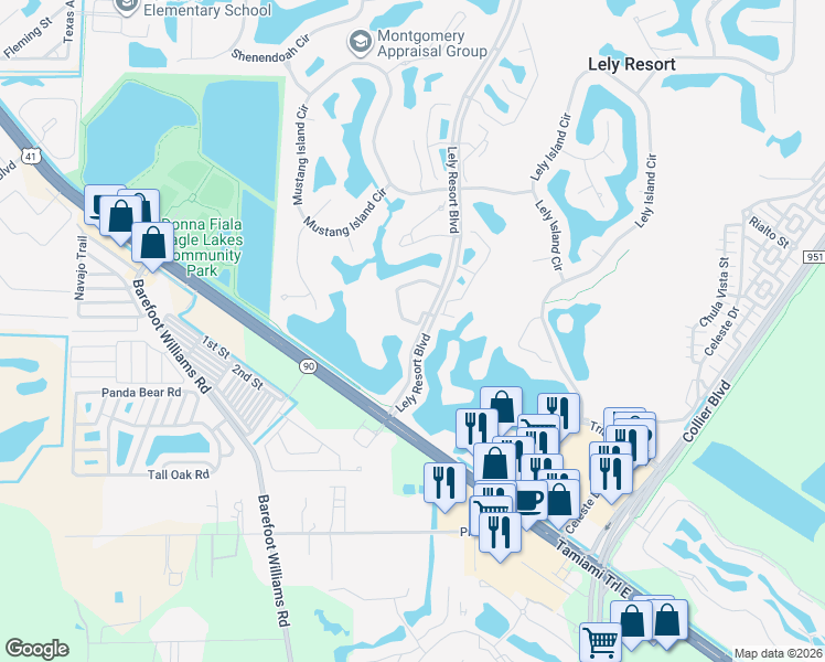 map of restaurants, bars, coffee shops, grocery stores, and more near 9185 Michael Circle in Naples