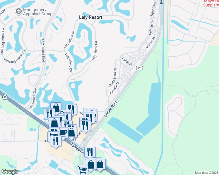 map of restaurants, bars, coffee shops, grocery stores, and more near 9138 Chula Vista Street in Naples
