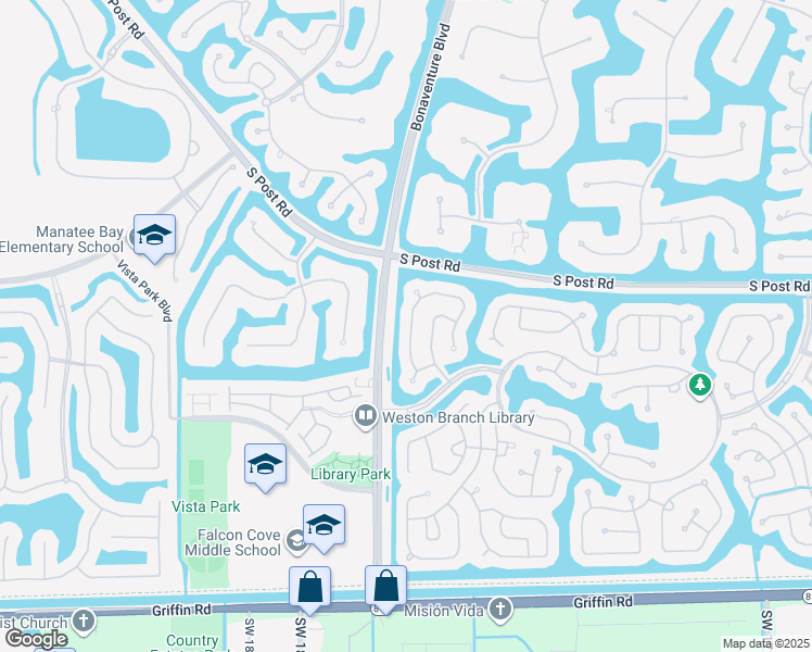 map of restaurants, bars, coffee shops, grocery stores, and more near 3759 Oak Ridge Circle in Weston