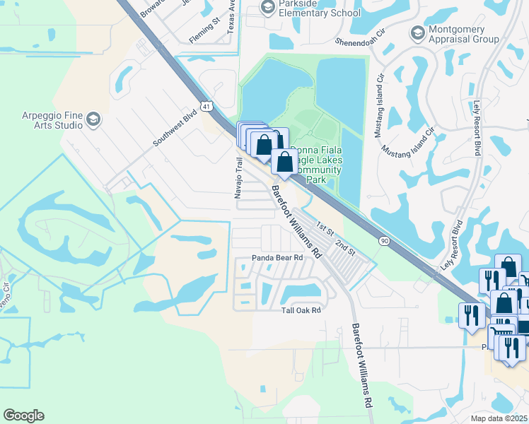 map of restaurants, bars, coffee shops, grocery stores, and more near 8 Abilene Trail in Naples